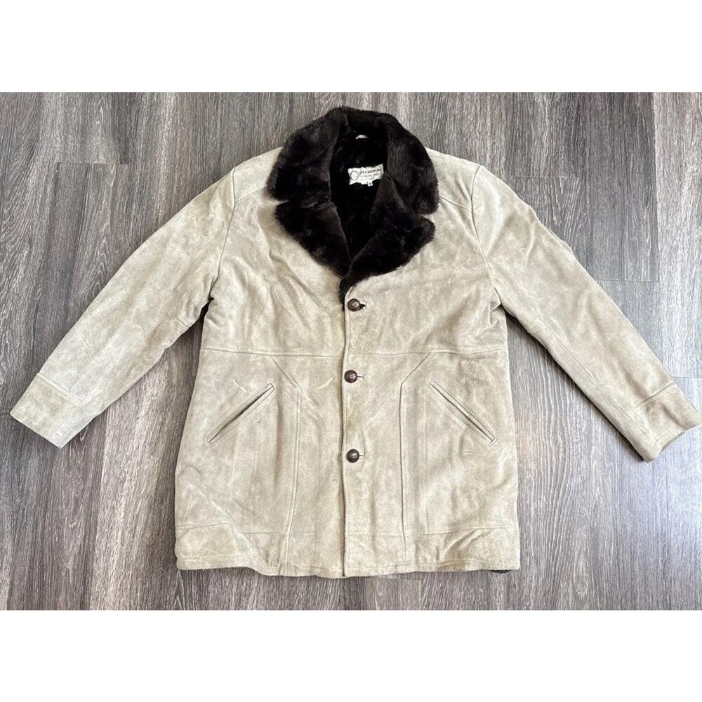 Deerskin Trading Post Suede Leather Jacket Fur Inside - 44 Mens